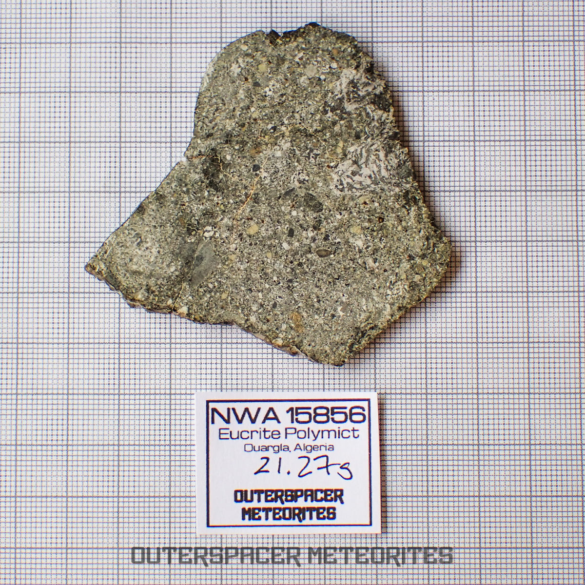 NWA 15856 - Eucrite - Complete Slice - 21.27g - Mauritania