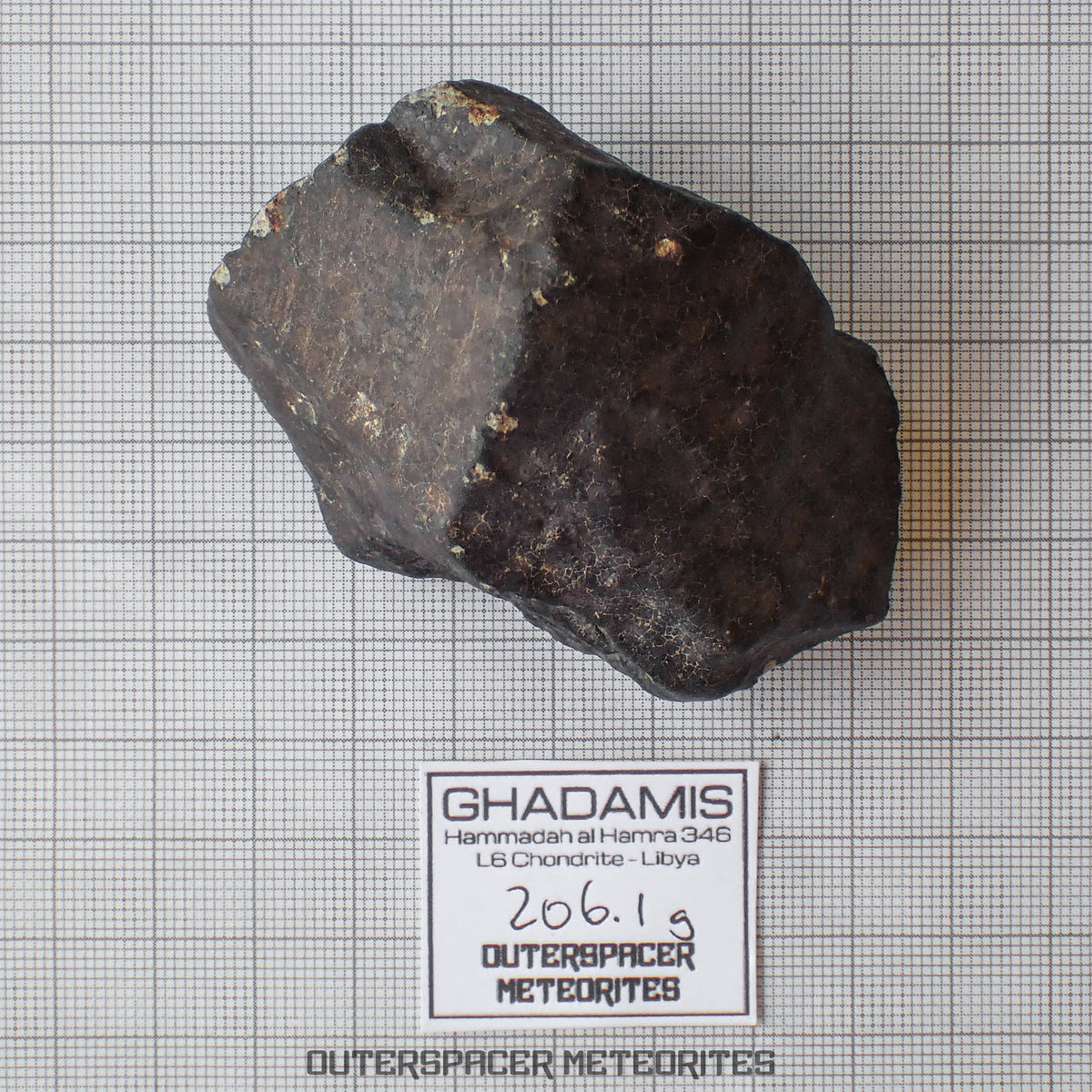 Hammadah al Hamra 346 (aka. Ghadamis) - L6 Ordinary Chondrite - Complete Individual -206.1g - Libya
