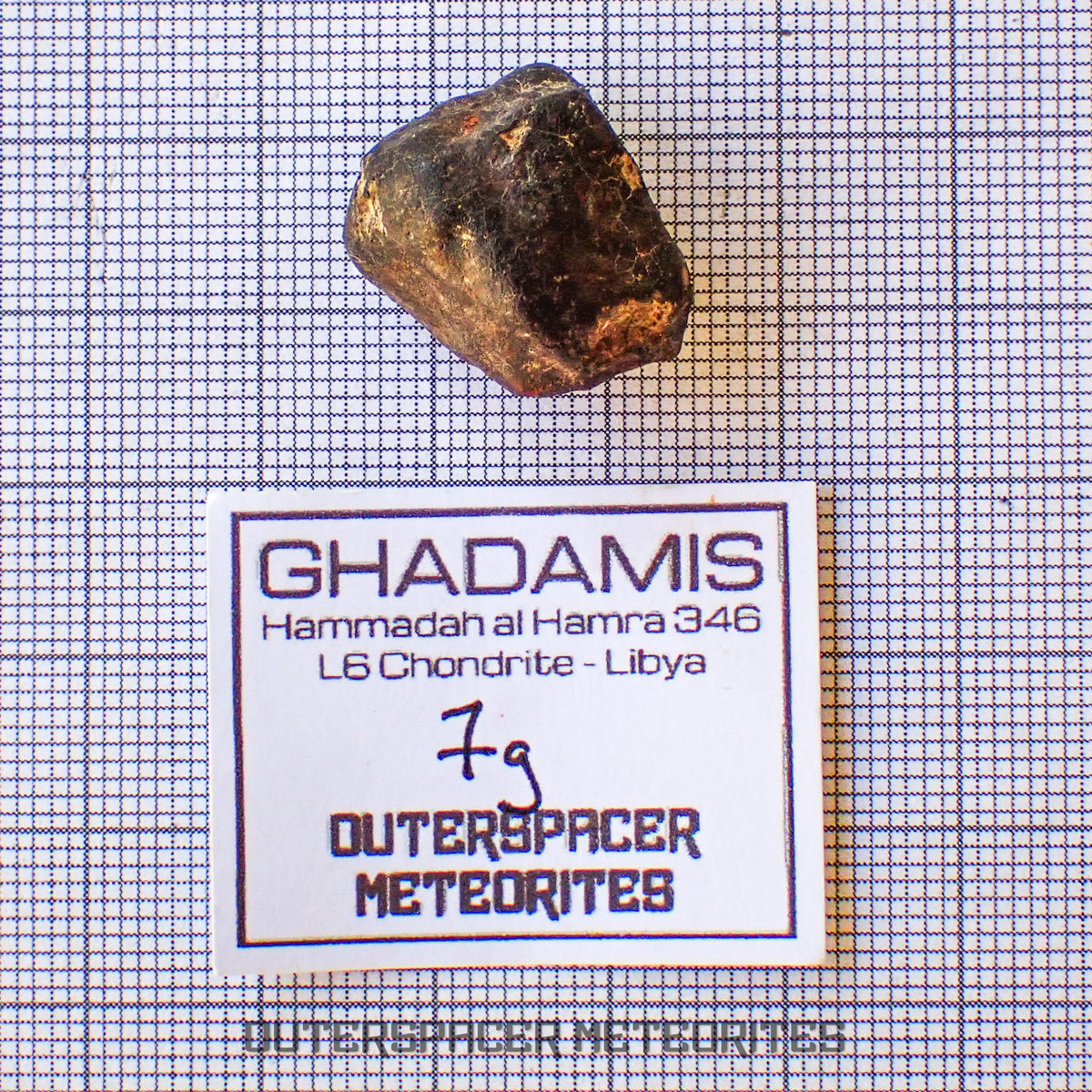 Hammadah al Hamra 346 (aka. Ghadamis) - L6 Ordinary Chondrite - Complete Individual - 7g - Libya