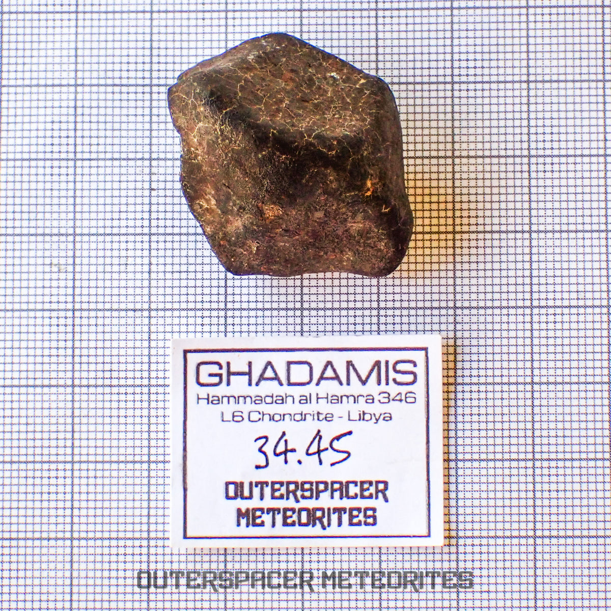 Hammadah al Hamra 346 (aka. Ghadamis) - L6 Ordinary Chondrite - Complete Individual - 34.45g - Libya