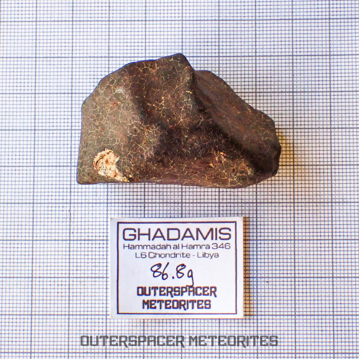 Hammadah al Hamra 346 (aka. Ghadamis) - L6 Ordinary Chondrite - Complete Individual - 86.8g - Libya