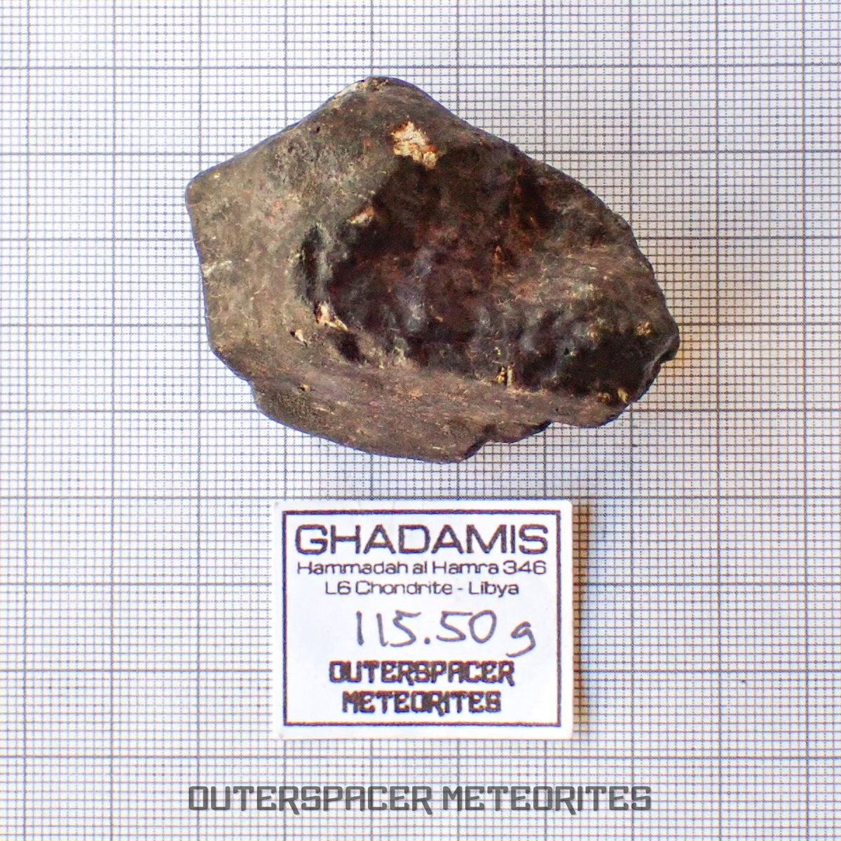 Hammadah al Hamra 346 (aka. Ghadamis) - L6 Ordinary Chondrite - Complete Individual - 115.50g - Libya