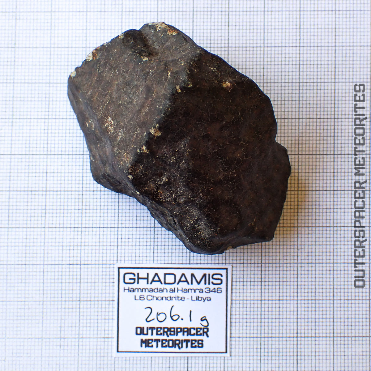 Hammadah al Hamra 346 (aka. Ghadamis) - L6 Ordinary Chondrite - Complete Individual - 206.1g - Libya