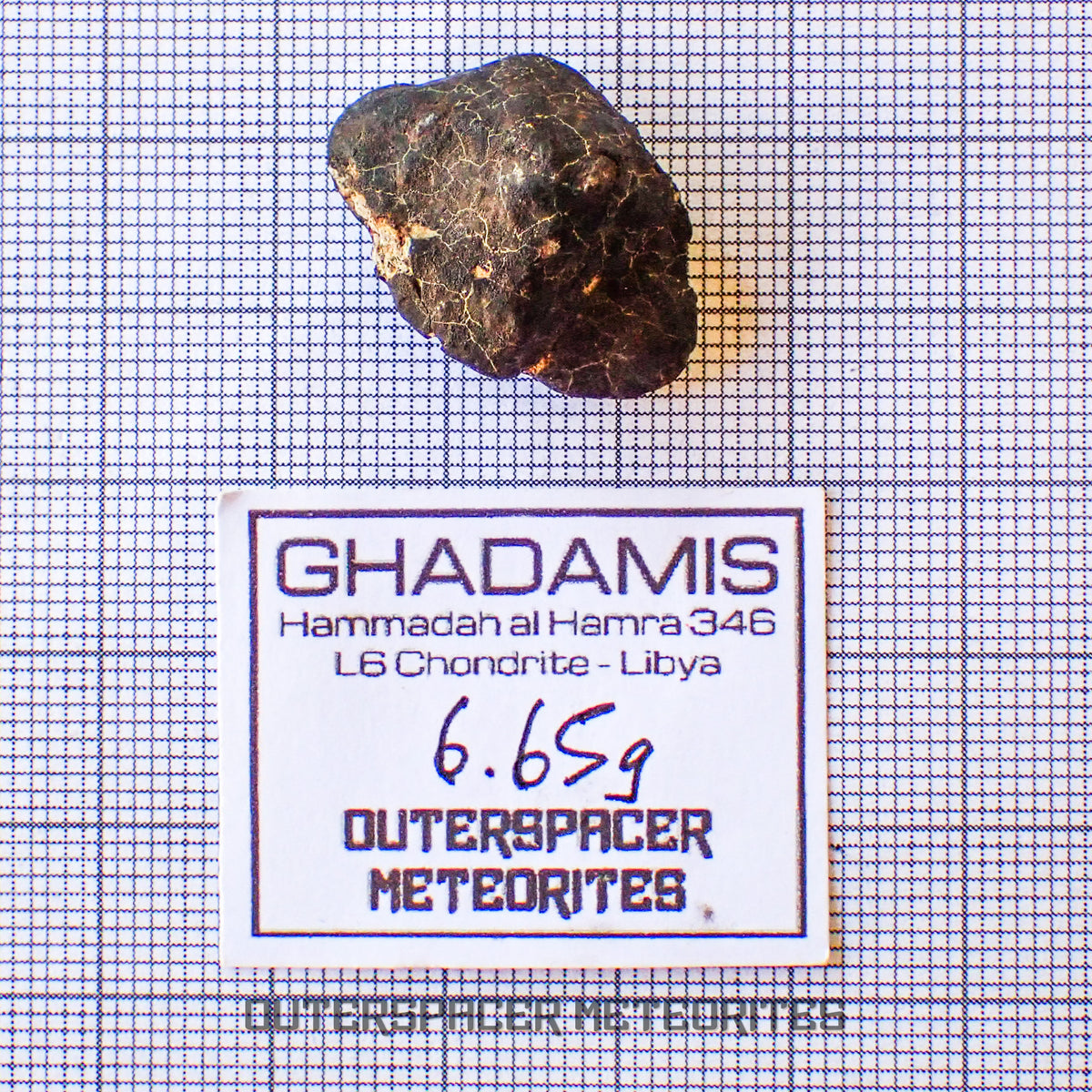 Hammadah al Hamra 346 (alias Ghadamis) - Chondrite ordinaire L6 - Individu complet - 6,65g - Libye