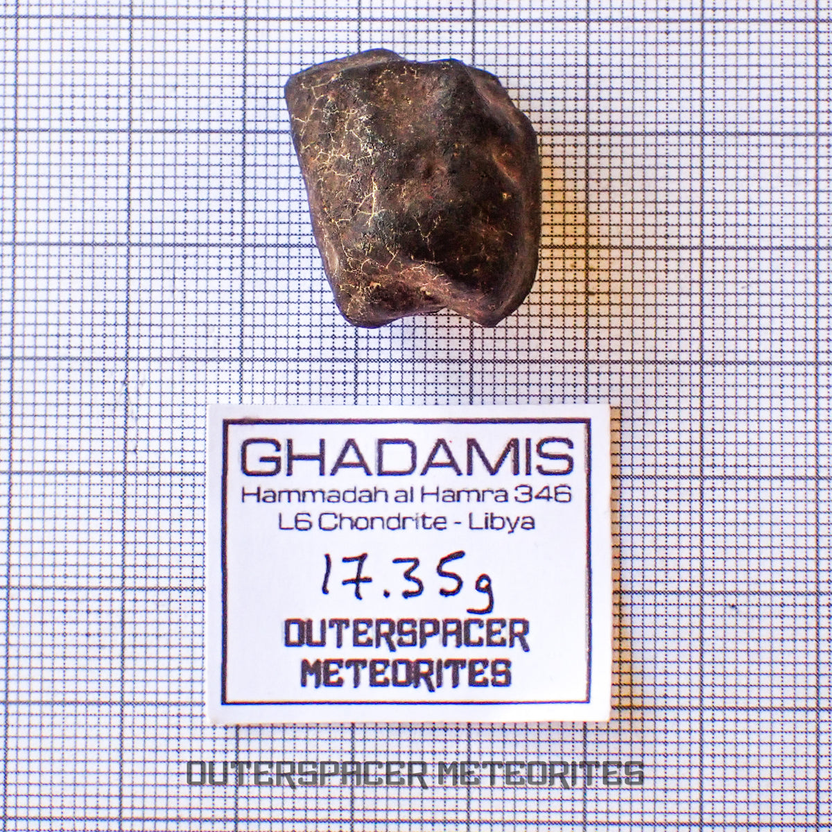 Hammadah al Hamra 346 (aka. Ghadamis) - L6 Ordinary Chondrite - Complete Individual - 17.35g - Libya