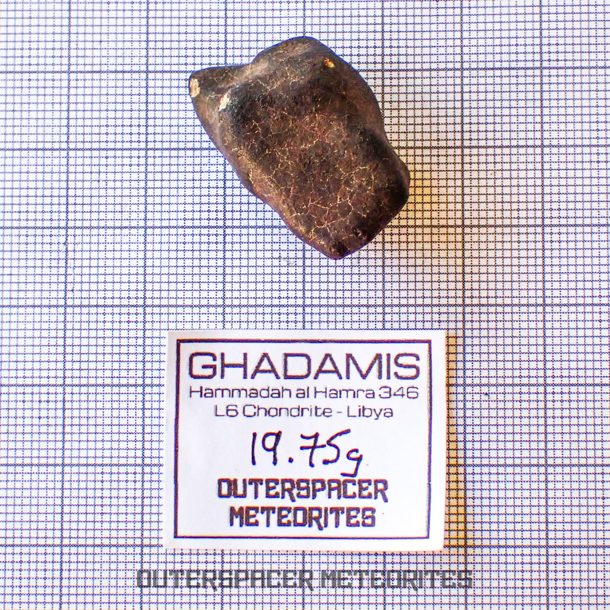 Hammadah al Hamra 346 (aka. Ghadamis) - L6 Ordinary Chondrite - Complete Individual - 19.75g - Libya