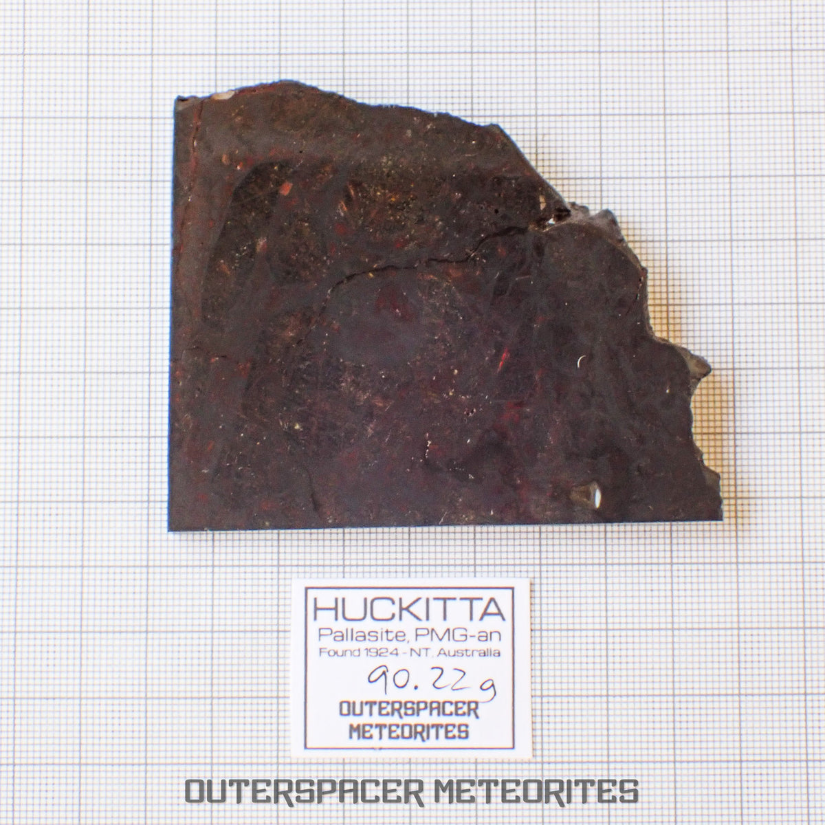 Huckitta - Pallasite - PMG-an - Slice - 90.22 g - Australia (Northern Territory)