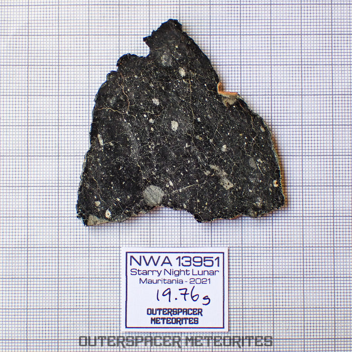 NWA 13951 (aka. Starry Night Lunar) - Lunar Feldspathic Breccia - Complete Slice - 19.76g - Mauritania
