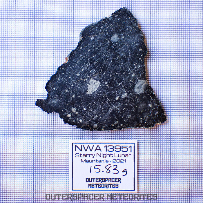 NWA 13951 (aka. Starry Night Lunar) - Lunar Feldspathic Breccia - Complete Slice - 15.83g - Mauritania