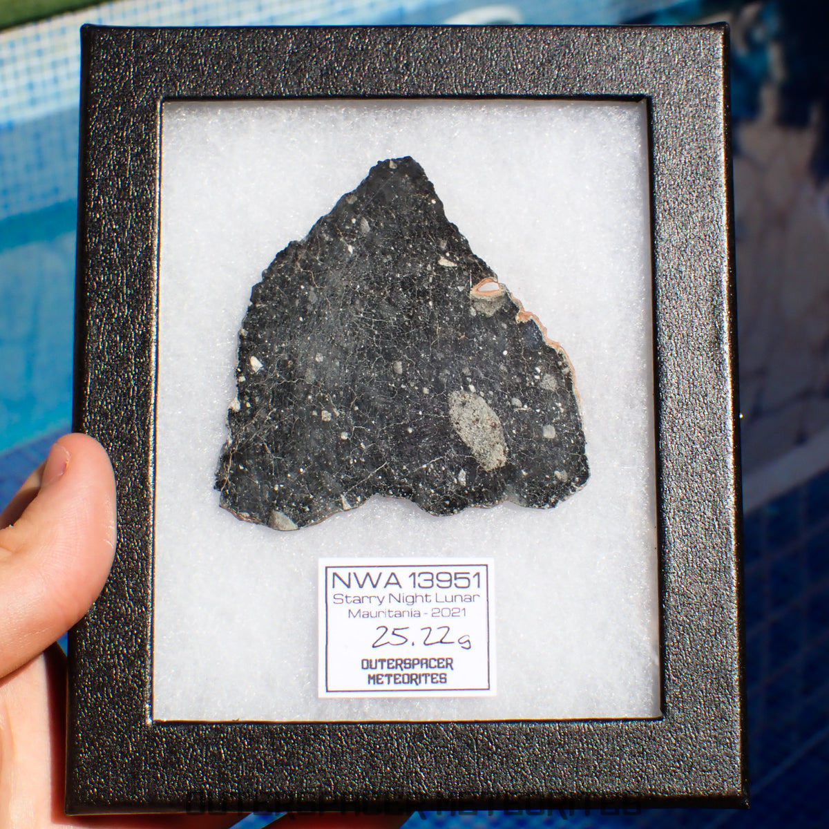 NWA 13951 (aka. Starry Night Lunar) - Lunar Feldspathic Breccia - Complete Slice - 25.22g - Mauritania