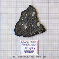 NWA 13951 (aka. Starry Night Lunar) - Lunar Feldspathic Breccia - Complete Slice - 12.47g - Mauritania