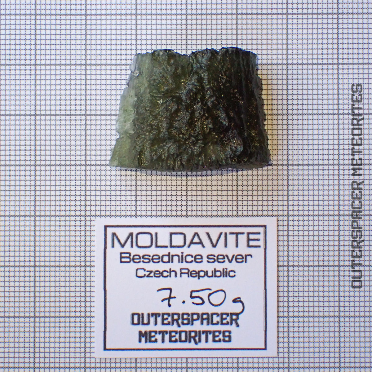 Moldavite - Tectite - Individu complet - 7,50g - République tchèque (Besednice sever)