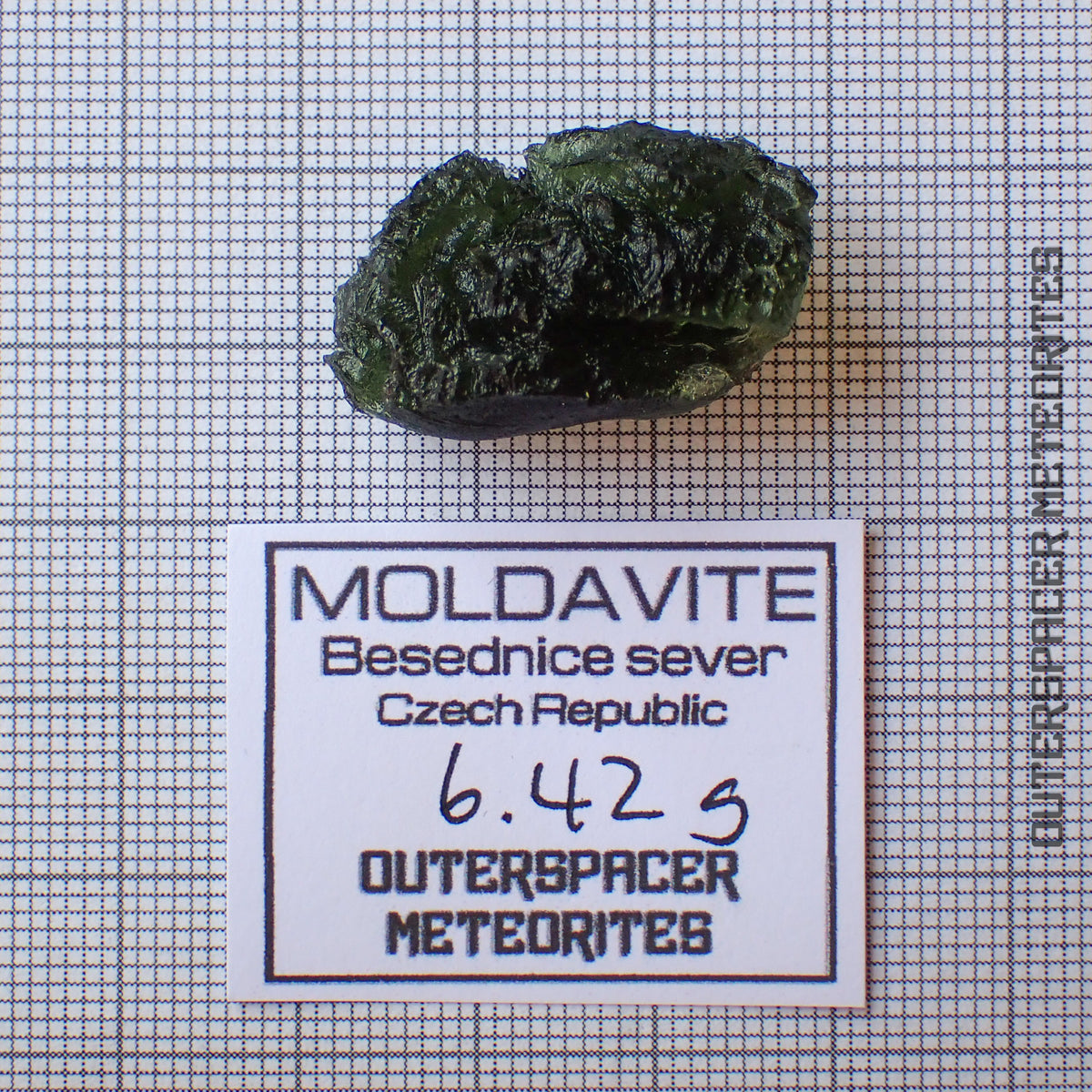 MOLDAVITE - TECTITE - Spécimen entier - 7,28g - République Tchèque (Besednice sever)