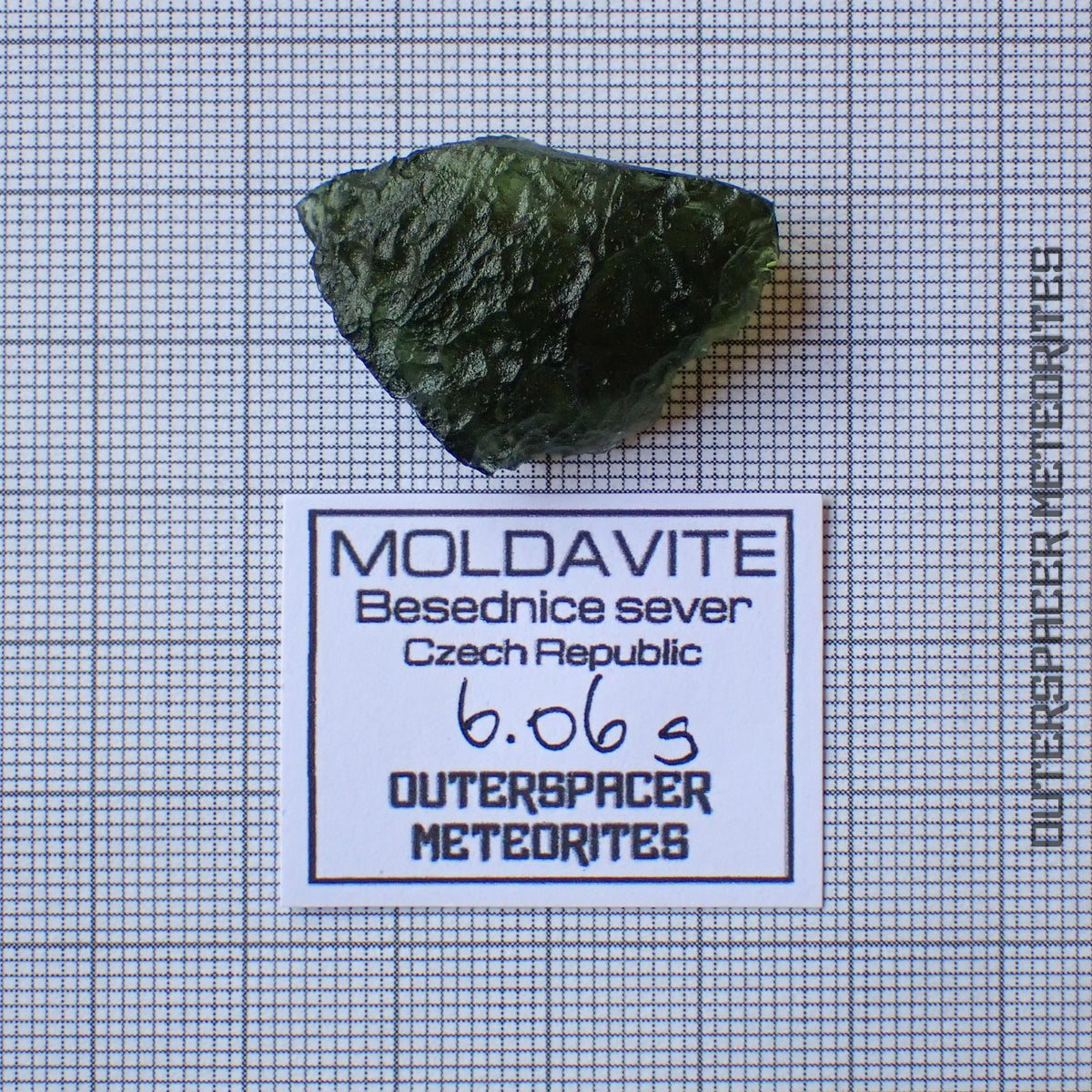 Moldavite - Tectite - Individu complet - 6,06g - Tchéquie (Besednice sever)