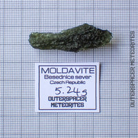 Moldavite - Tectite - Individu complet - 5,24g - Tchéquie (Besednice sever)