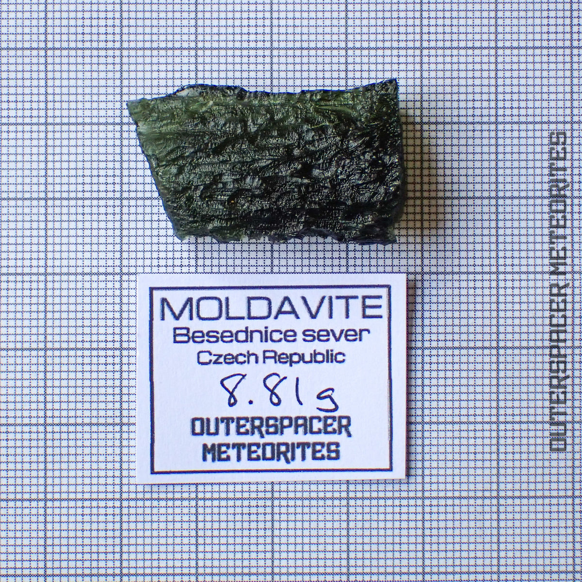 Moldavita - Tectita - Espécimen completo - 8.81g - República Checa (Besednice sever)