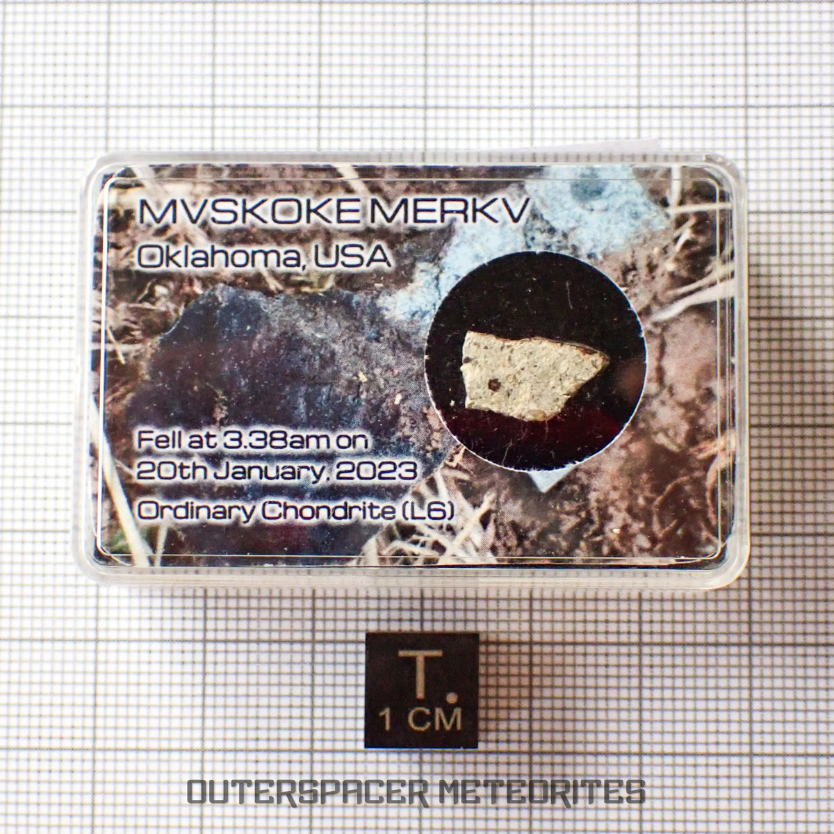 Mvskoke Merkv - Chondrite ordinaire L6 - Tranche partielle - 0,454g - États-Unis (Oklahoma)
