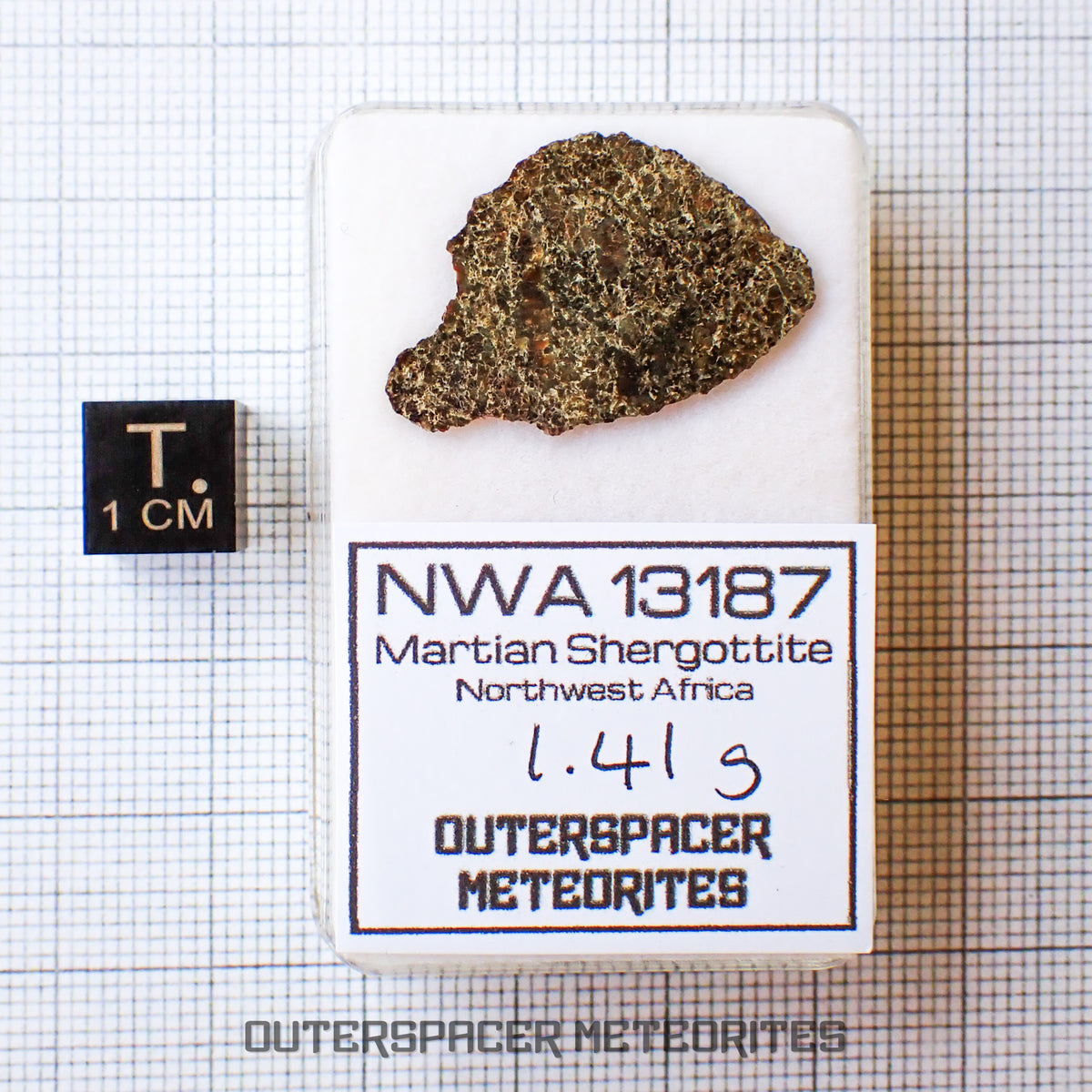 NWA 13187 - Martian Shergottite (Diabasic) - Complete Slice - 1.41g - Northwest Africa