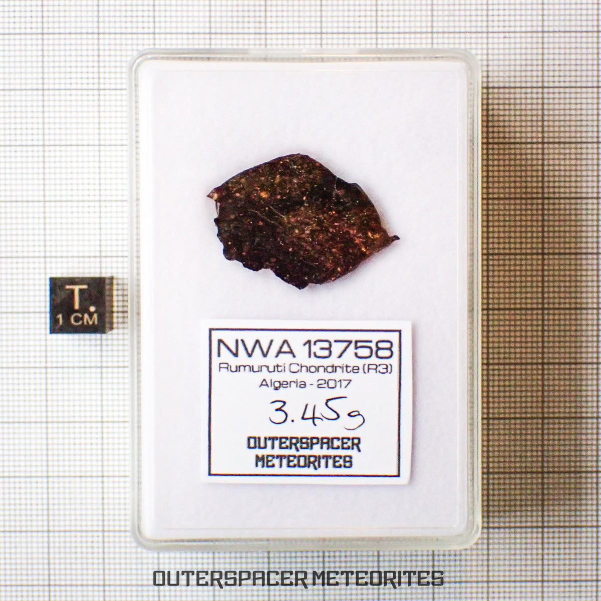 NWA 13758 - Condrita R3 (Rumuruti) - Lámina - 3,45 g - Argelia