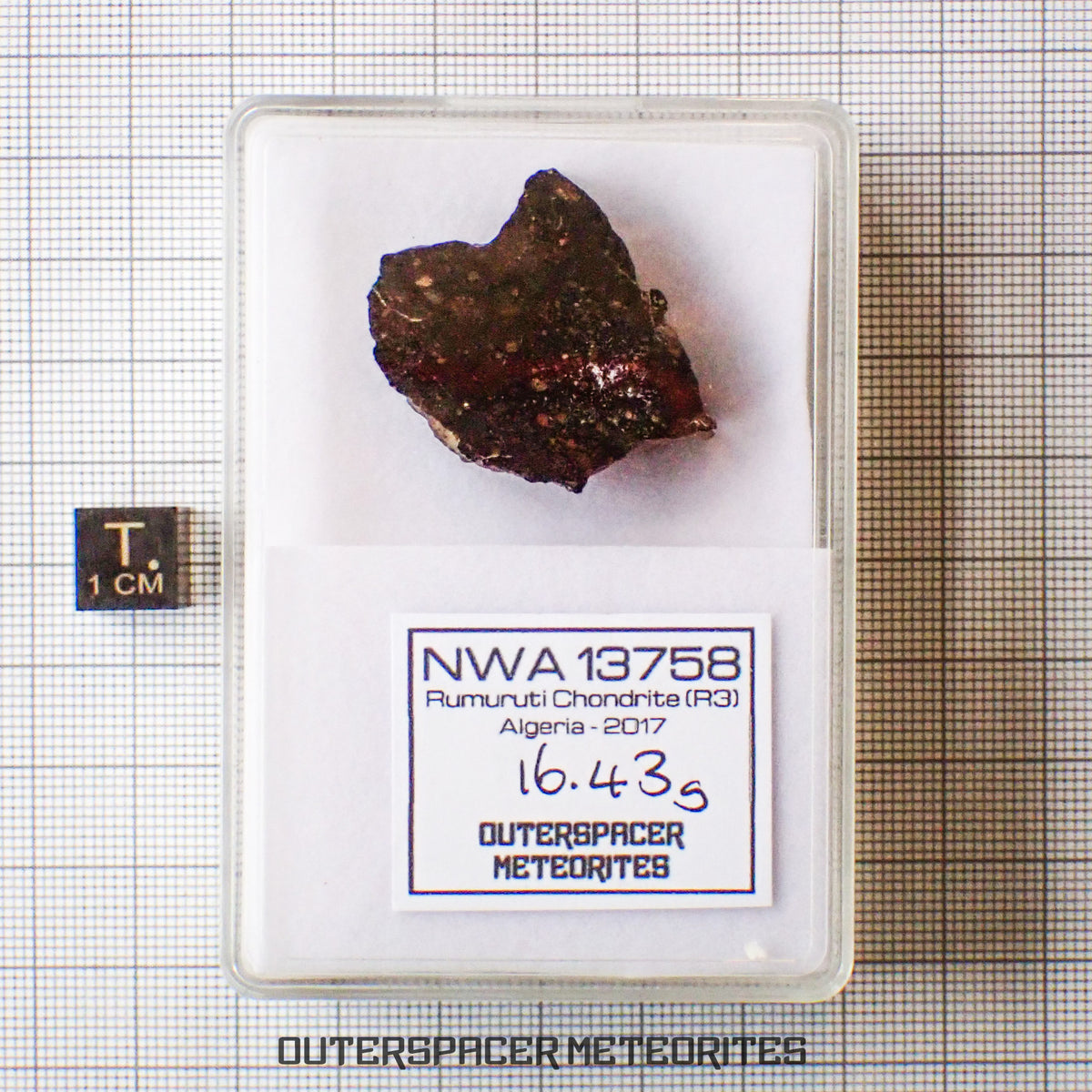 NWA 13758 - R3 Chondrite (Rumuruti) - End Cut - 16.43g - Algeria