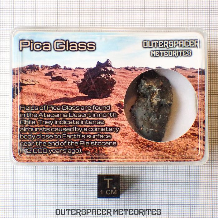 Verre de Pica - Verre fondu provenant de l'explosion atmosphérique d'une comète - Individu complet - 7,17 g - Chili (Atacama)