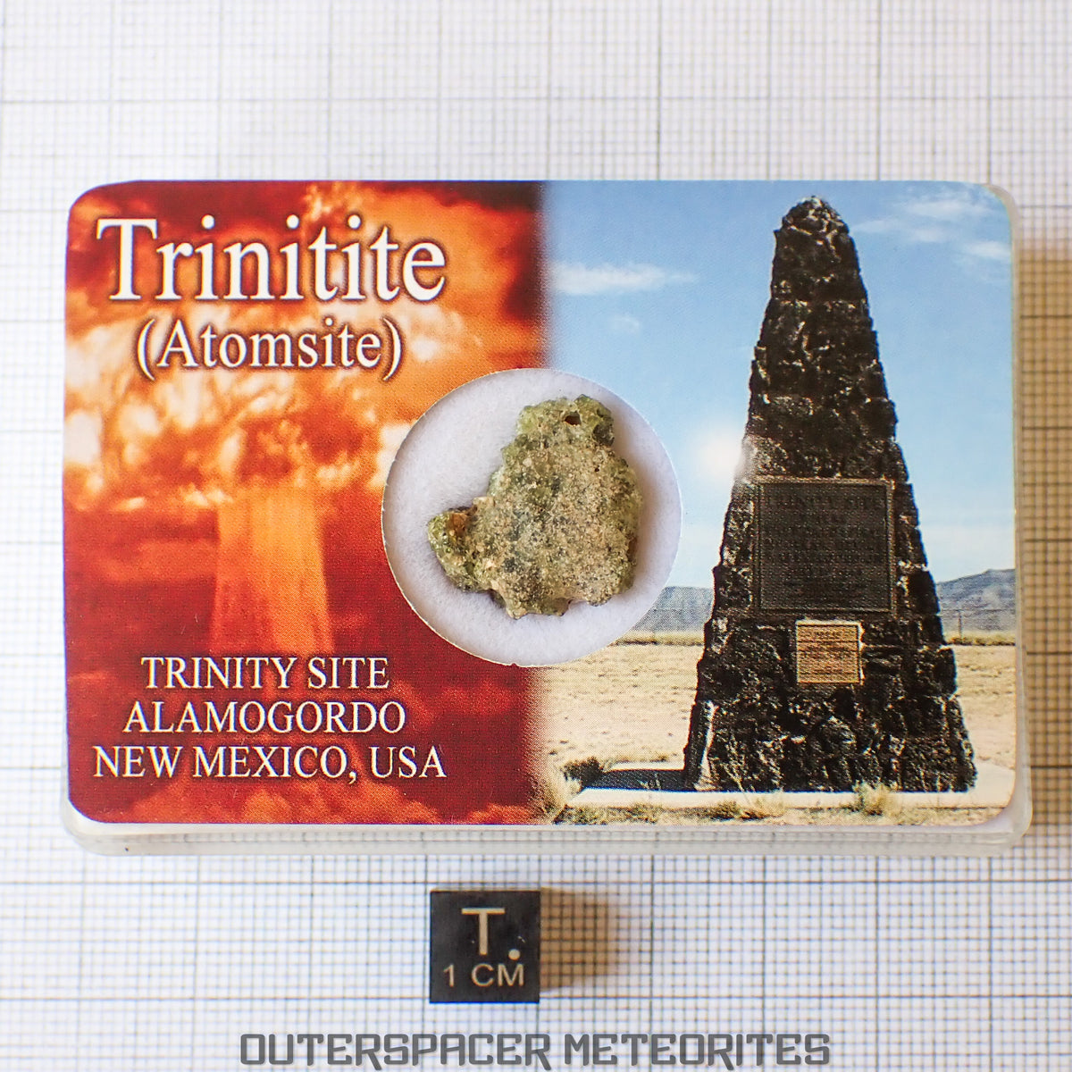 Trinitite (également appelée Atomsite ou Verre d'Alamogordo) - Verre fondu de bombe atomique - Individu complet - 1,52g - USA (Nouveau-Mexique)