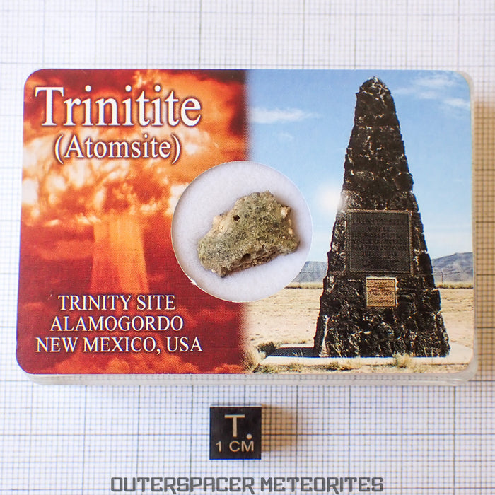 Trinitita (también conocida como Atomsite o vidrio de Alamogordo) - Vidrio fundido de bomba atómica - Pieza individual completa - 1.36g - EE. UU. (Nuevo México)