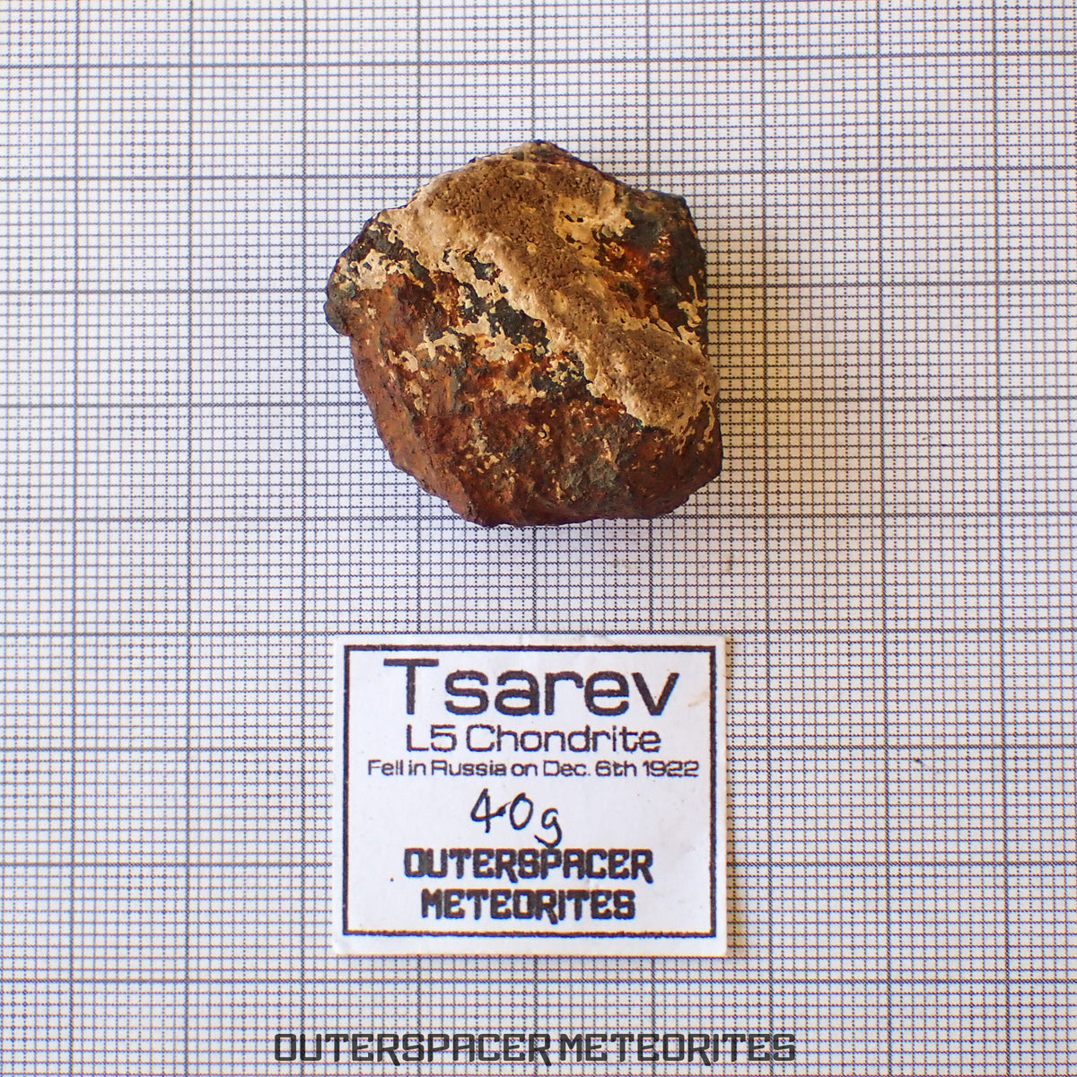 Tsarev - L5 Ordinary Chondrite - Complete Individual - 40g - Russia (Volgograd)