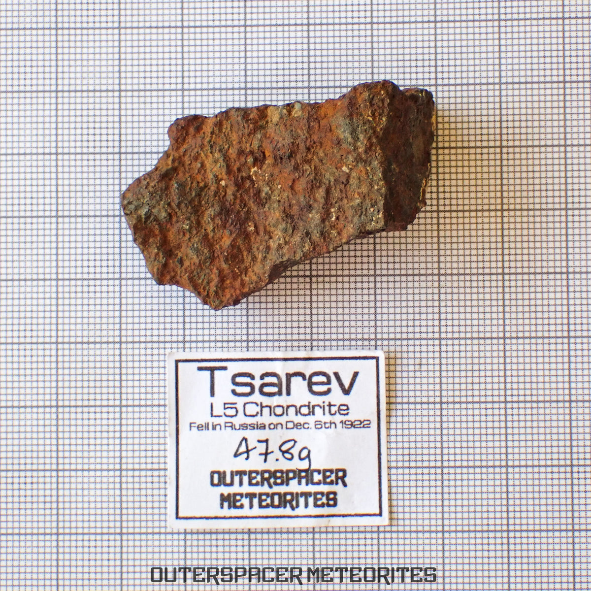 Tsarev - L5 Ordinary Chondrite - Complete Individual - 47.8g - Russia (Volgograd)